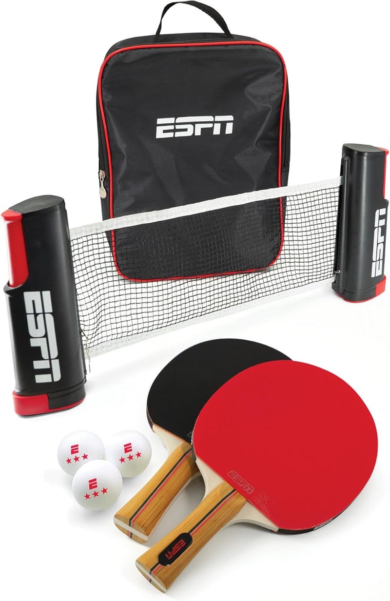 ESPN Ping Pong Set Includes 3 Ping Pong Balls, 2 Paddles, Portable Ping Pong Net and Travel Case, Table Tennis Ideal for Kids Games, Family Games, and Game Night - Image 1